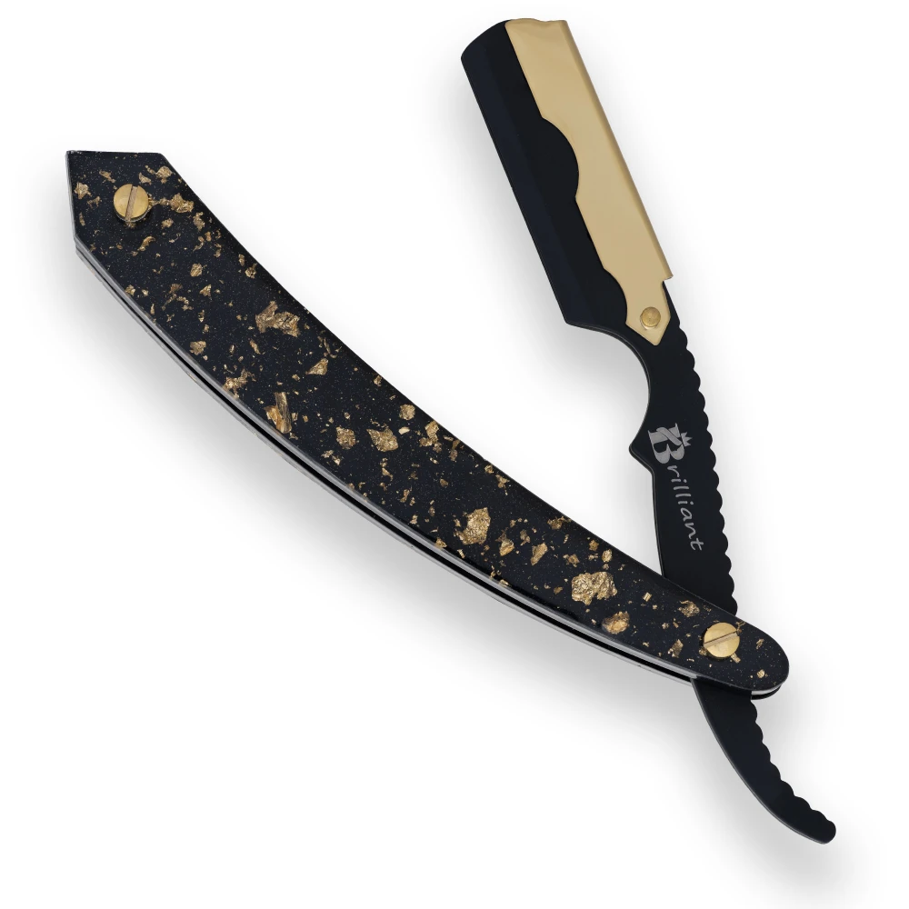 Gold and Black Finish Razor with Black and Golden Design Handle