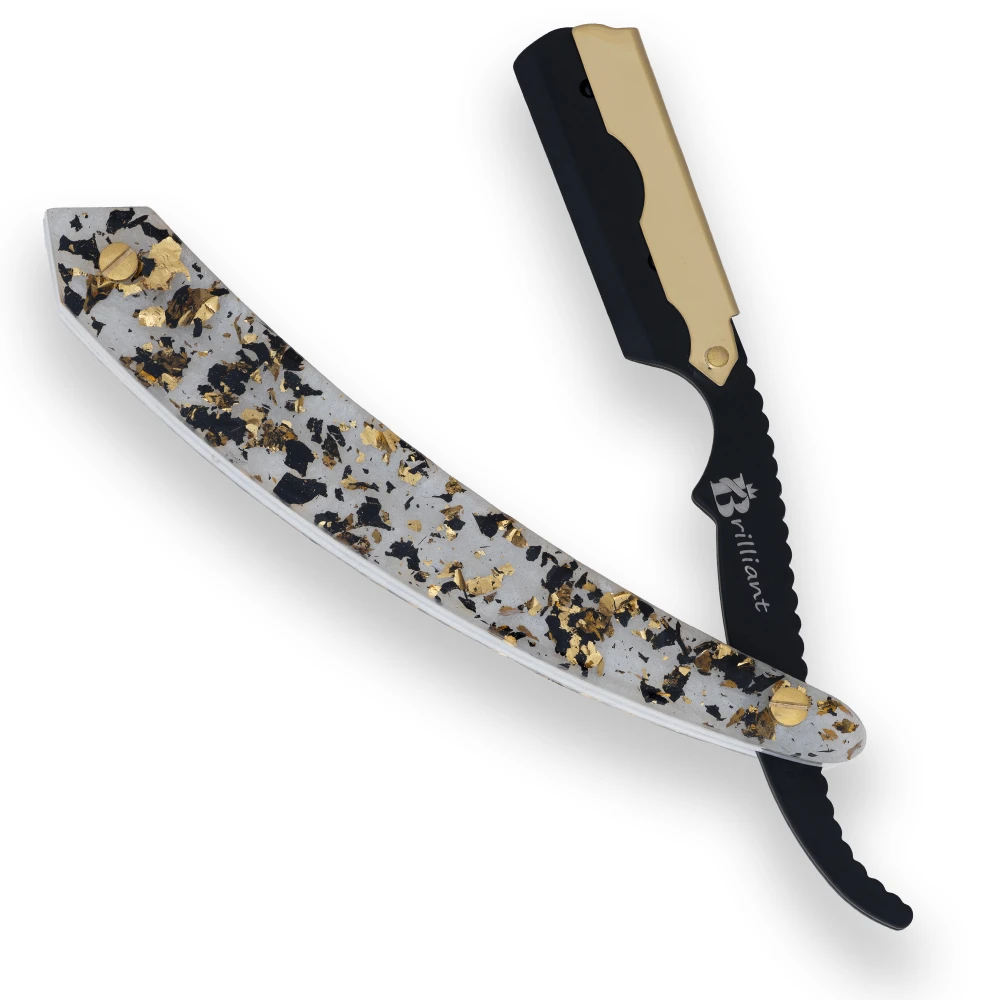 Gold and Black Finish Razor with Crystal White Gold and Black Design Handle