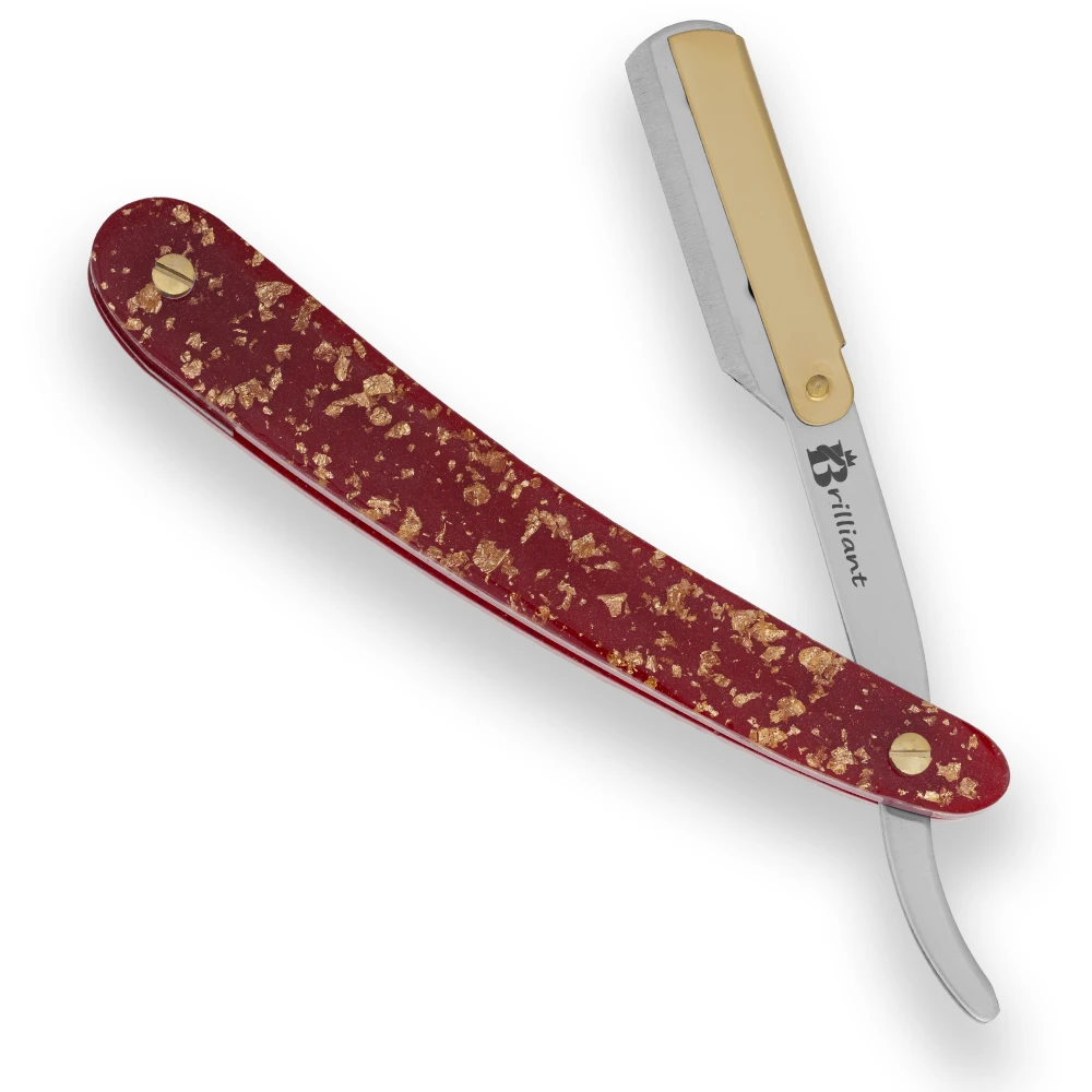 Gold and Silver Finish Blade Razor with Gold and Red Design Handle