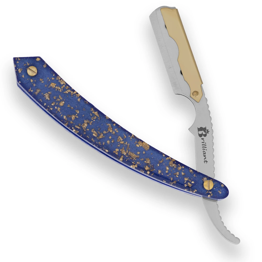 Gold and Silver Finish Blade Razor with Purple and Golden Design Handle