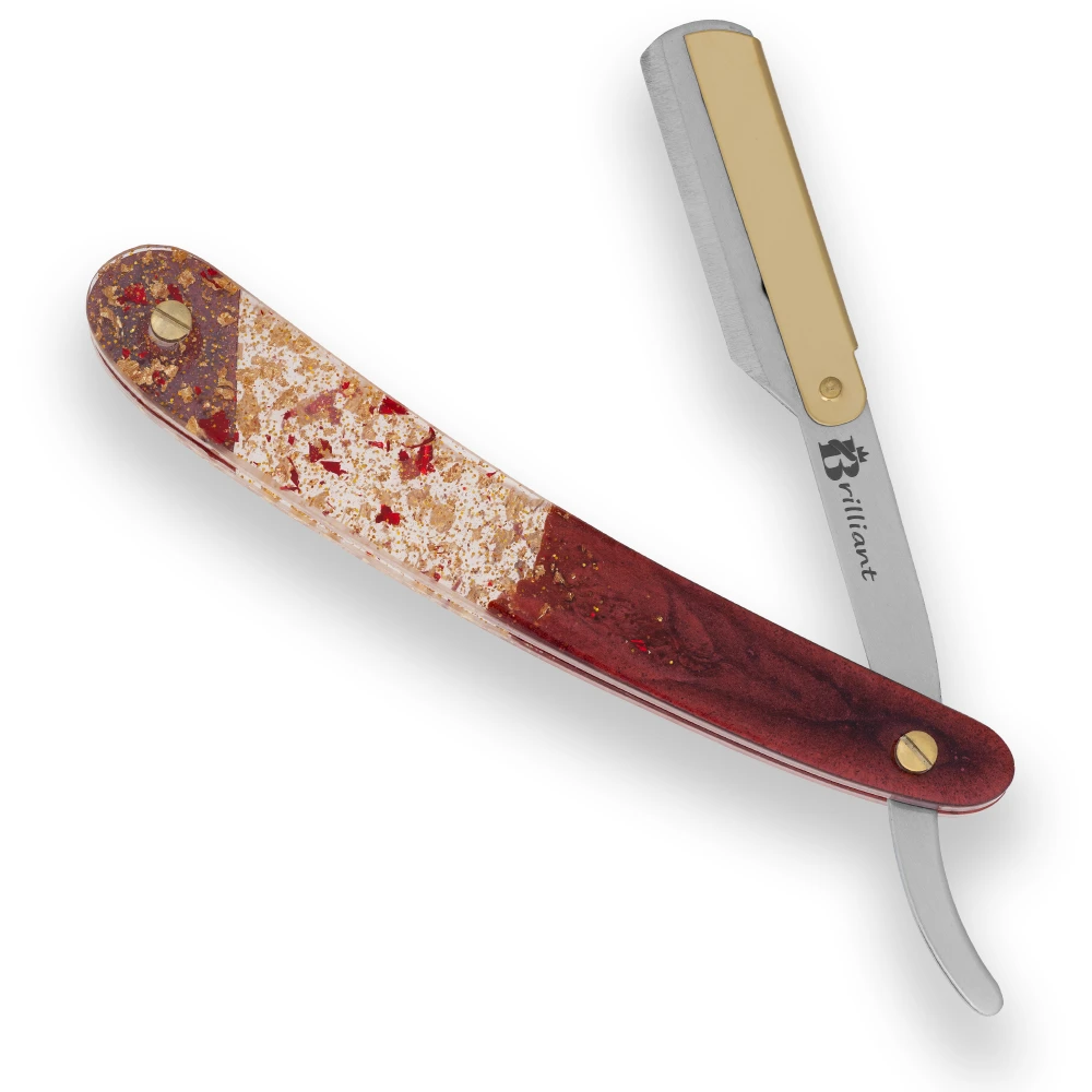 Gold and Silver Finish Blade Razor with Red and Gold Design Handle