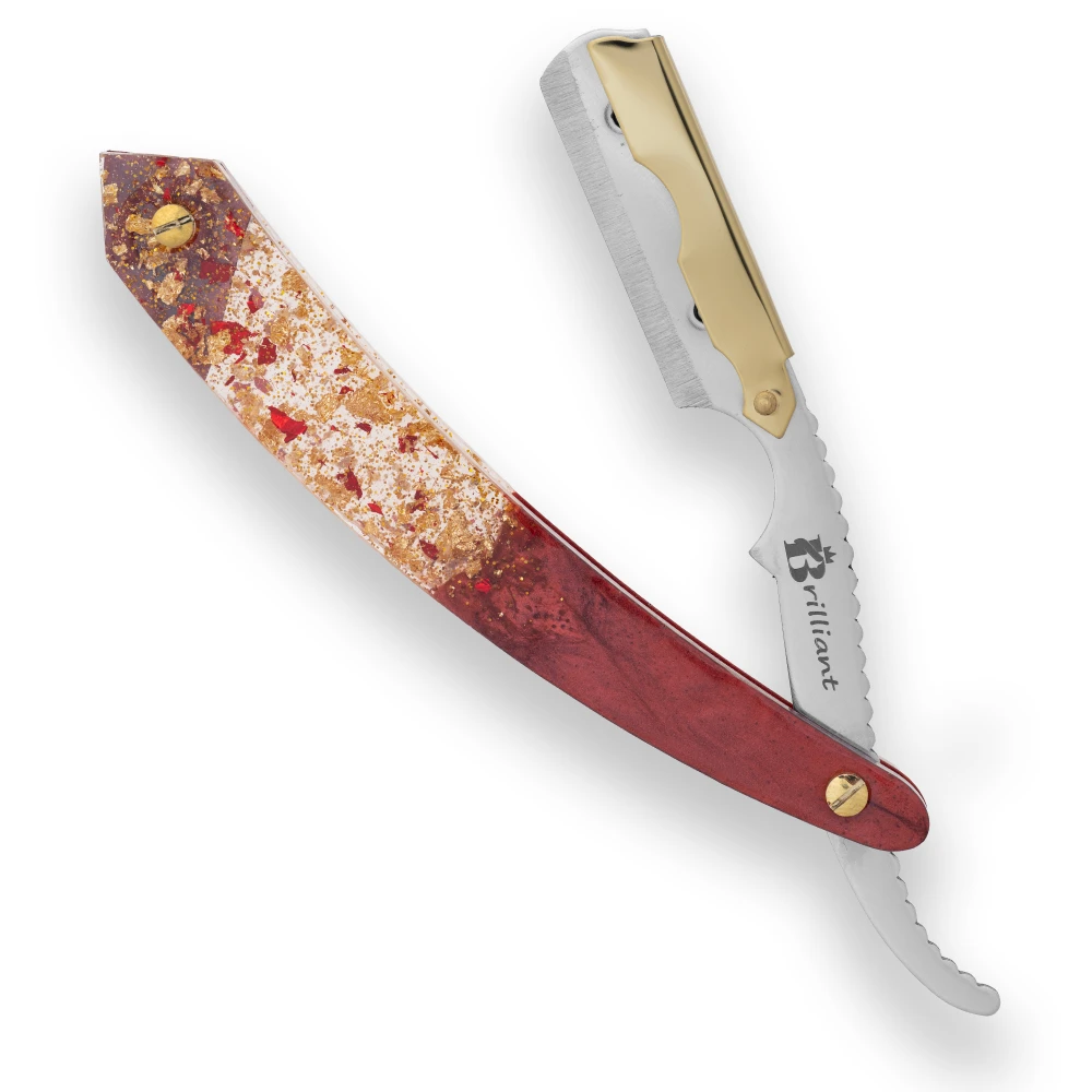 Gold and Stainless Steel Blade Razor with Red and Golden Design Handle