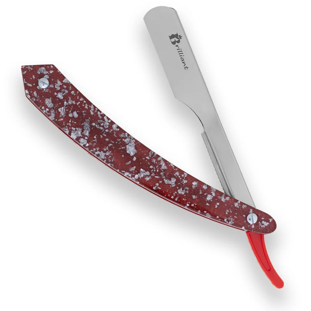 Stainless Steel Blade Razor with Silver and Red Design Handle
