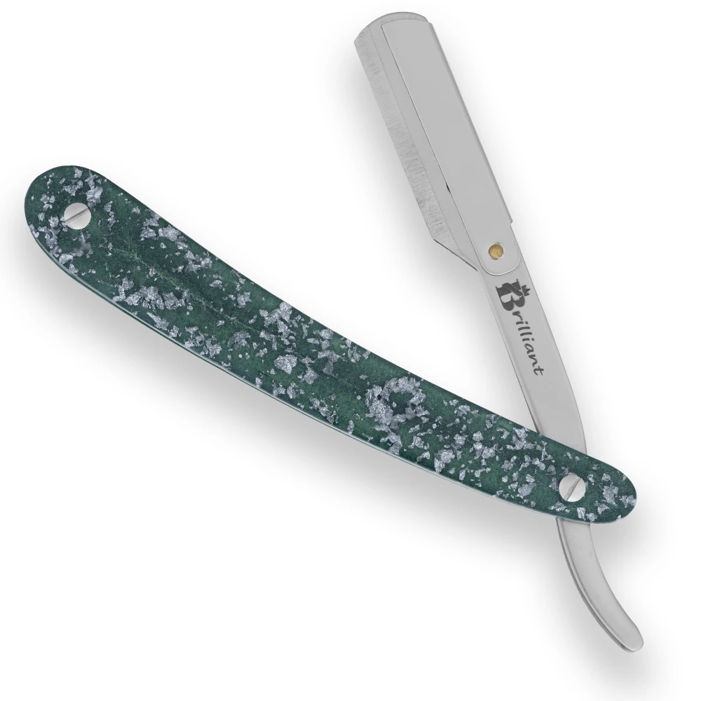 Stainless Steel Blade Razor with Silver Green Design Handle