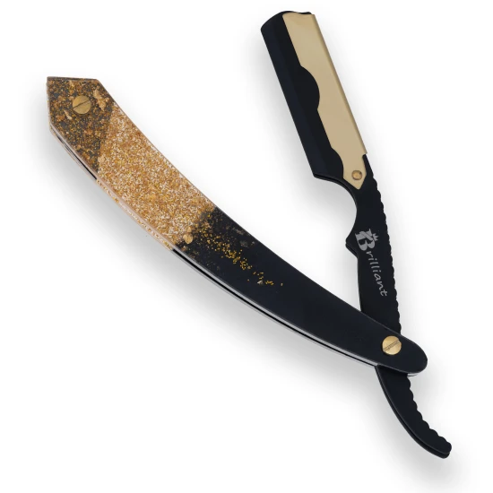 Gold and Black Finish Razor with Black  White and Gold Design Handle