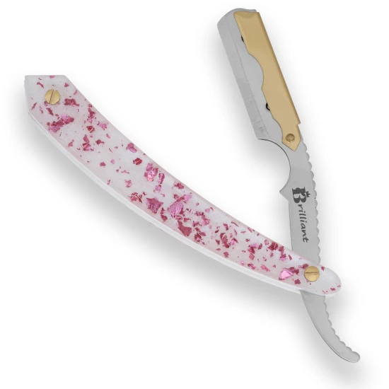 Gold and Silver Finish Blade Razor with Gold and Pink Design Handle
