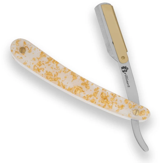 Gold and Silver Finish Blade Razor With Gold and White design Handle