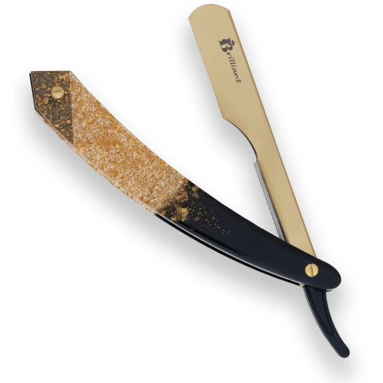 Gold Finish Blade Razor with Crystal Gold and Black Design Handle