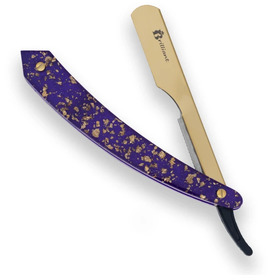 Gold Finish Blade Razor with Gold and Deep Purple Design Handle