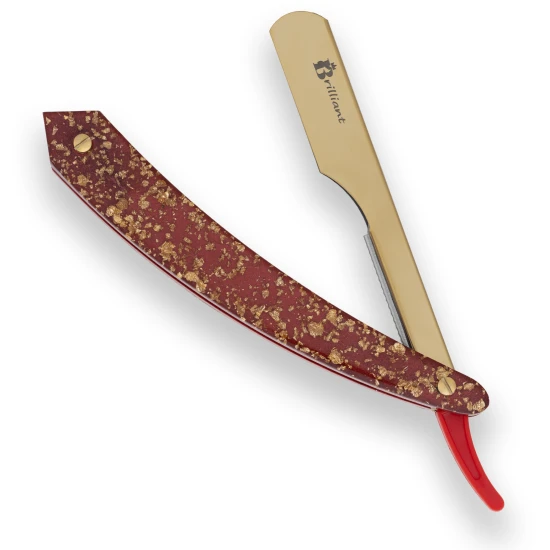 Gold Finish Blade Razor with Red Gold Handle Design