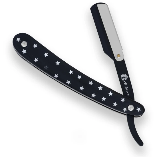 Silver and Black Finish Razor with Silver Star and Black Design Handle