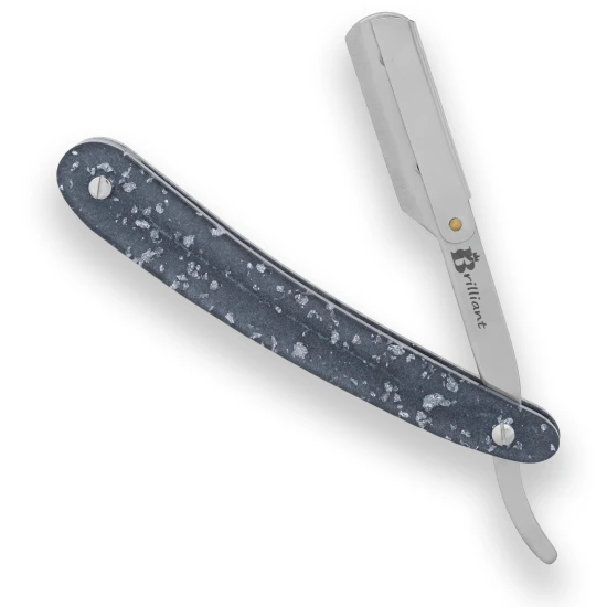 Stainless Steel and Gold Blade Razor with Silver and Dark Gray Handle Design