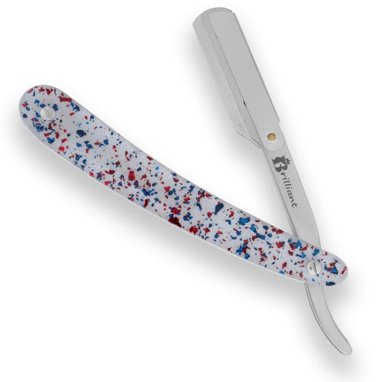 Stainless Steel Blade Razor with White Red Blue Design Handle