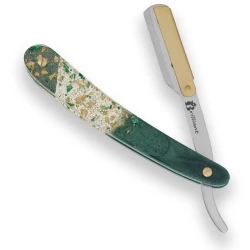 Gold and Silver Finish Blade Razor with Gold White and Turquoise Design Handle