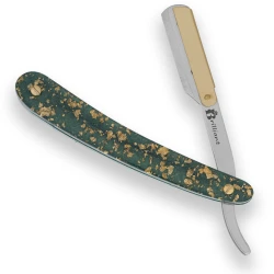 Gold and Silver Finish Blade Razor with Green and Golden Design Handle