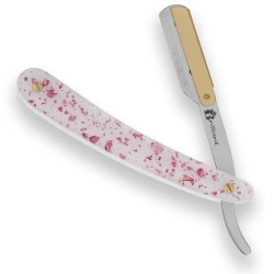 Gold and Silver Finish Blade Razor with Pink and White Design Handle