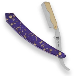 Gold and Silver Finish Blade Razor with Purple and Gold Design Handle