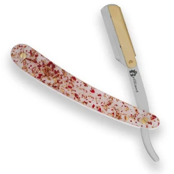 Gold and Silver Finish Blade Razor with White Red and Gold Design Handle