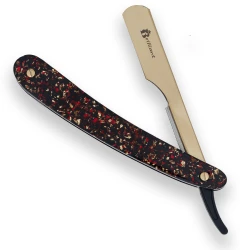 Gold Finish Blade Razor with Black Red and Gold Design Handle