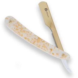 Gold Finish Blade Razor with Gold and White Round Design Handle