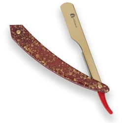 Gold Finish Blade Razor with Red Gold Handle Design