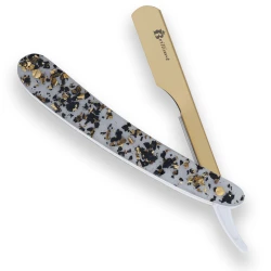 Gold Finish Blade Razor with White Balck and Gold Design Handle