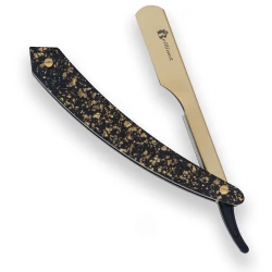 Gold Finish Blade Razor with White Golden and Black Handle Design