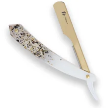 Gold Finish Blade Razor with Balck Gold and White Design Handle