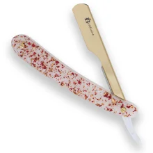 Gold Finish Balde Razor with Red Gold and White Design Handle