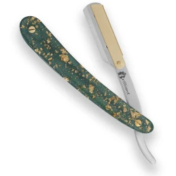 Stainless Steel & Gold Finish Blade Razor with Gold and Green Design Handle